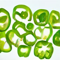 generated: a green pepper sliced into many pieces #6